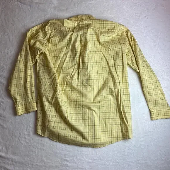 LL‎ Bean Wrinkle Resistant Yellow Plaid Long Sleeve Cotton Button Dress Shirt XL - Picture 4 of 4